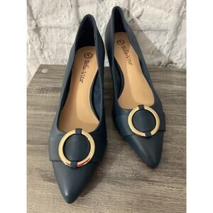 Bella Vita Navy Heels with Gold Accent 9.5 N